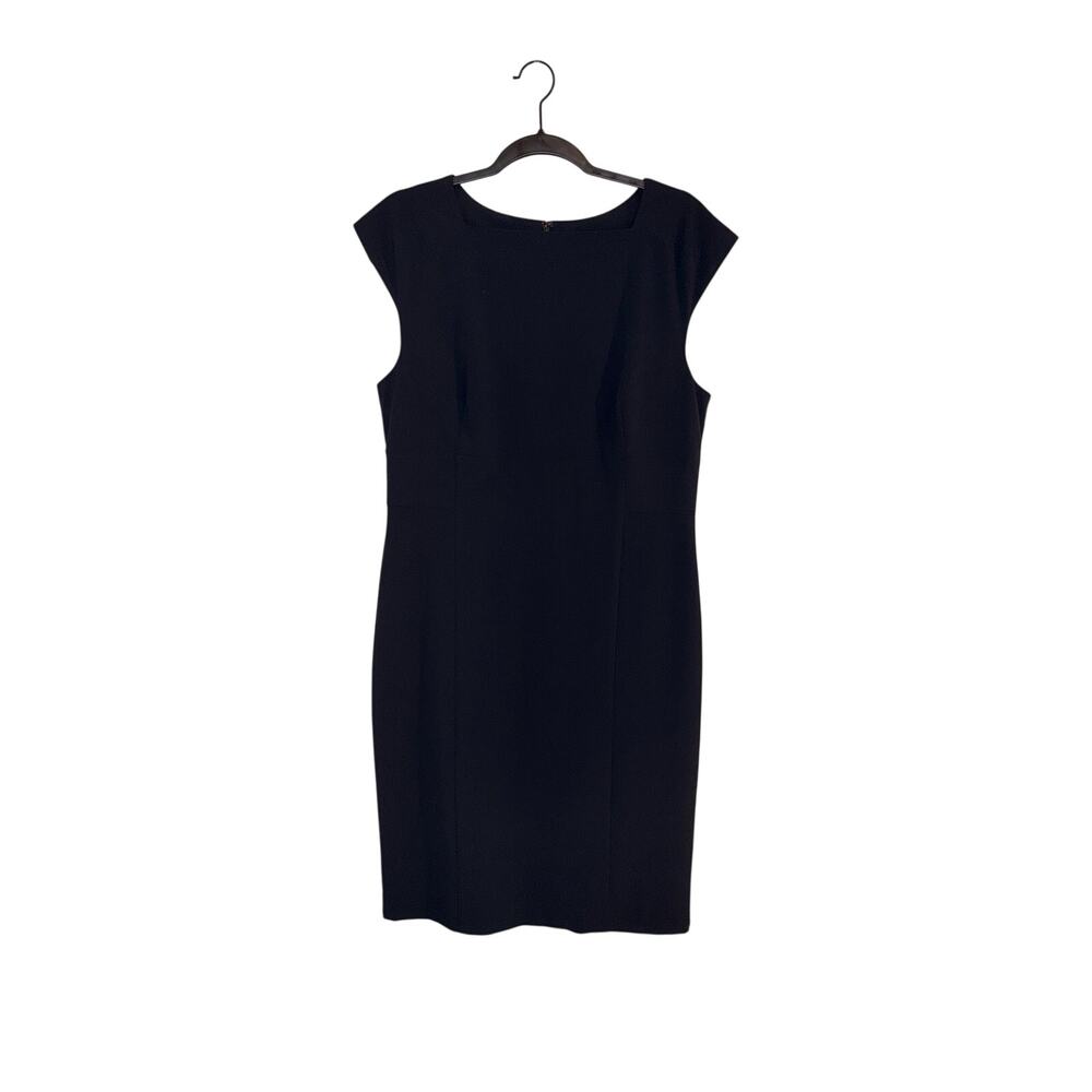 Ann Taylor Factory Women 10 Navy Blue Square Neck Sheath Dress Career Work